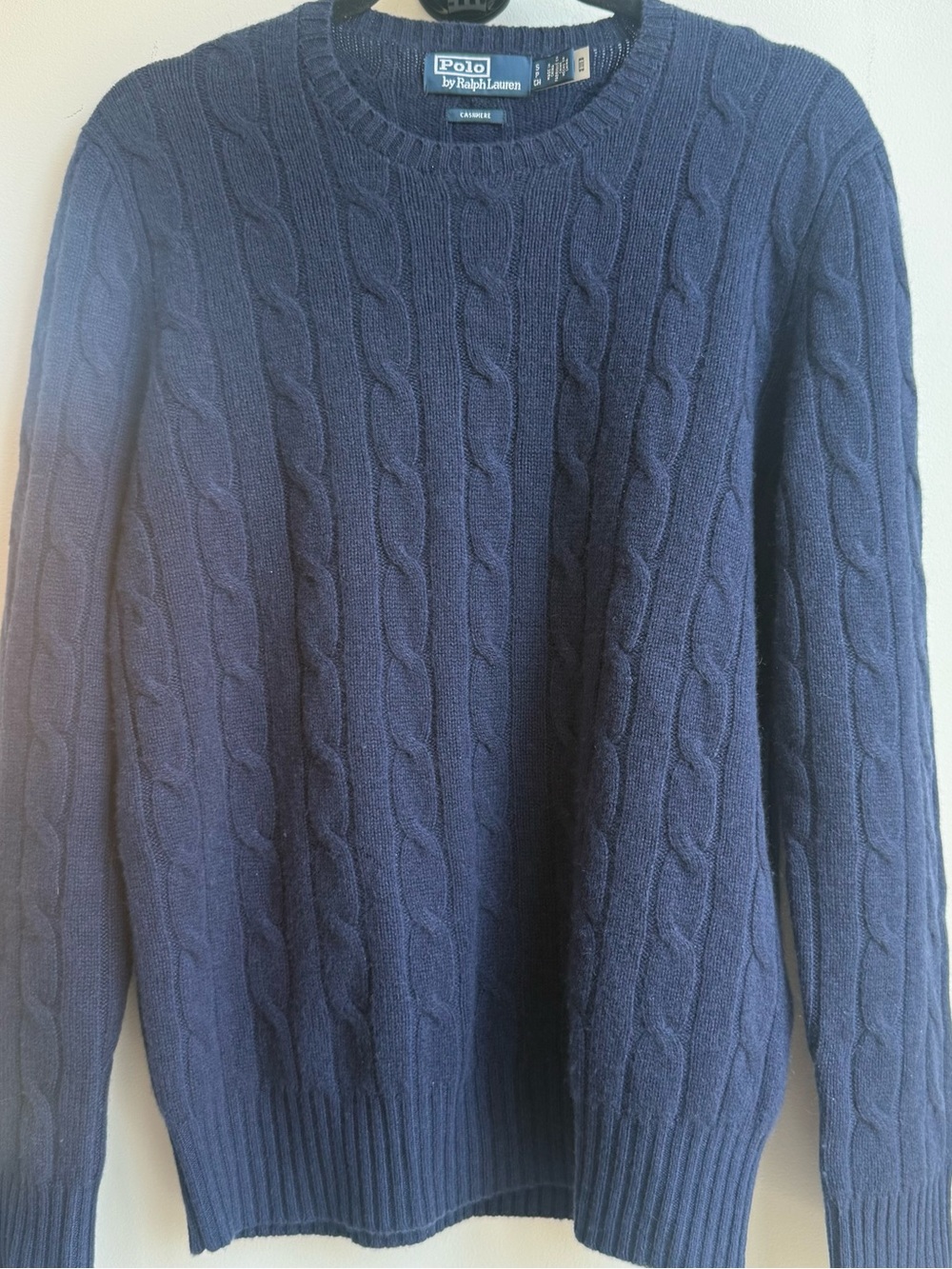 Polo by Ralph Lauren Iconic Cable-Knit 100% Cashmere Sweater. Hunter Navy. - Picture 5 of 8